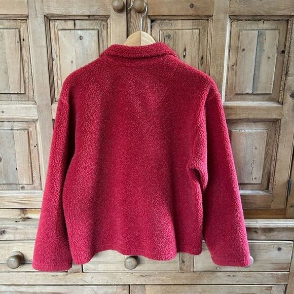 Vintage Real Comfort Red Sherpa Jacket Coatigan Button Front Sweater Cozy - Picture 6 of 10